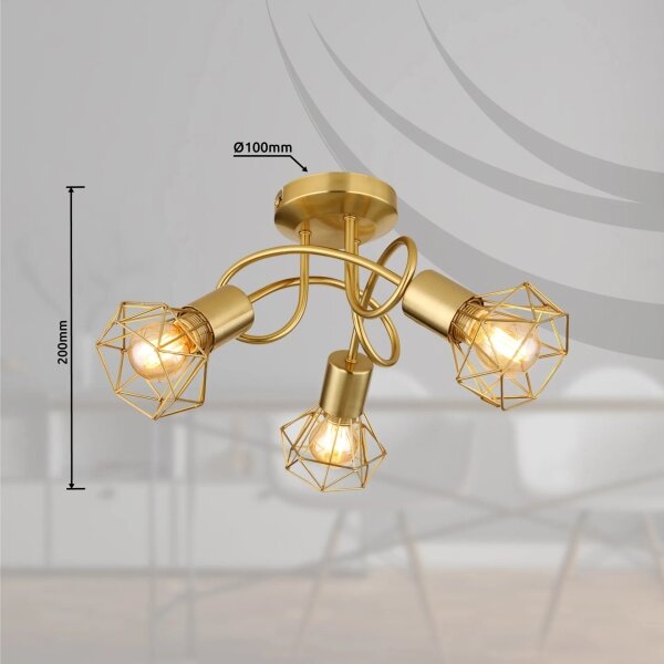 Globo 54802GB-3D - Lampadario a plafone XARA I 3xE14/40W/230V oro