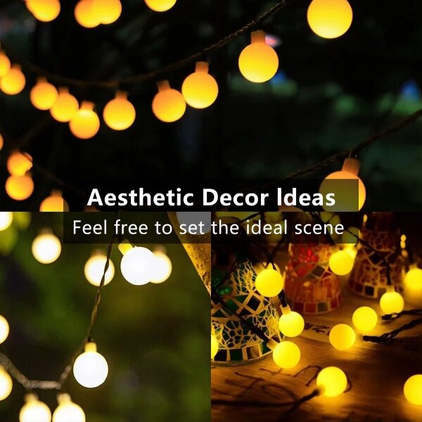 Brilagi - Catena decorativa solare a LED BUBBLE, 50 LED / 8 modalità, 7 m, IP65, bianco caldo