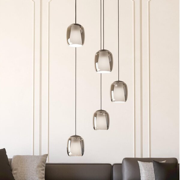 Eglo 901194 - Lampadario a sospensione con filo CIAMPINO 5xE27/28W/230V grigio