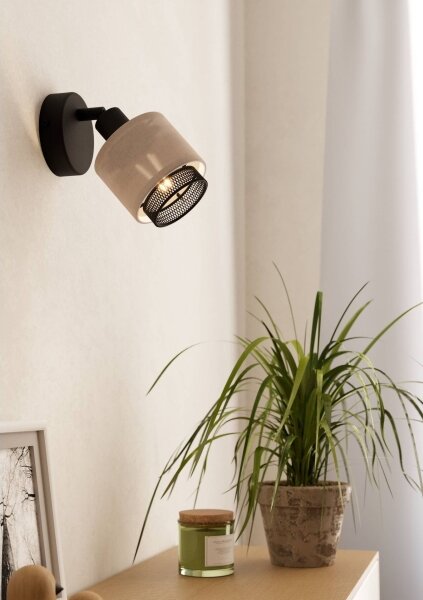 Eglo 43656 - Faretto da parete ROSLEY 1xE14/40W/230V nero/beige