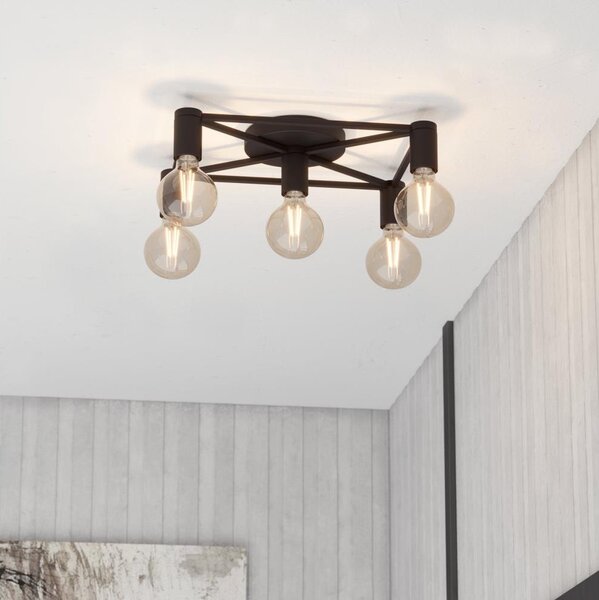 Eglo 43721 - Plafoniera SPEKE 5xE27/40W/230V nero