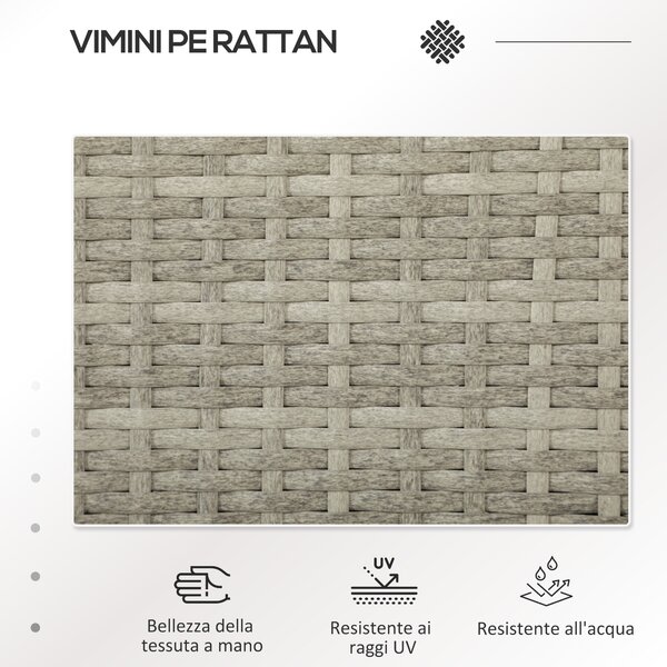 Outsunny Divanetto per Esterni 2 Posti con Tavolino da Caffè, in Acciaio e Rattan PE, 137x59x82 cm, Grigio e Crema|Aosom
