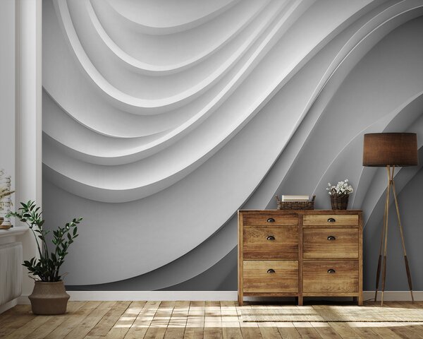 Carta da parati Onde bianche in 3d, Carta da parati 3D, u94078 : Uwalls.it