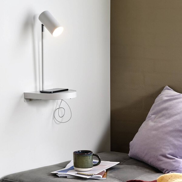 Nordlux Applique Cody, con mensola e porta USB, bianco