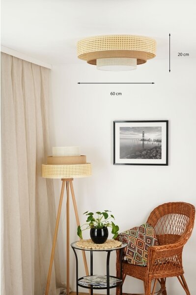 Brilagi - Plafoniera LED CEDAR LUNETA LED/26W/230V rattan/marrone/crema