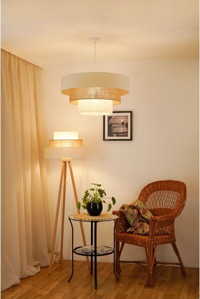 Brilagi - Lampada con piedistallo DENVER LUNETA 1xE27/15W/230V beige/marrone/color crema