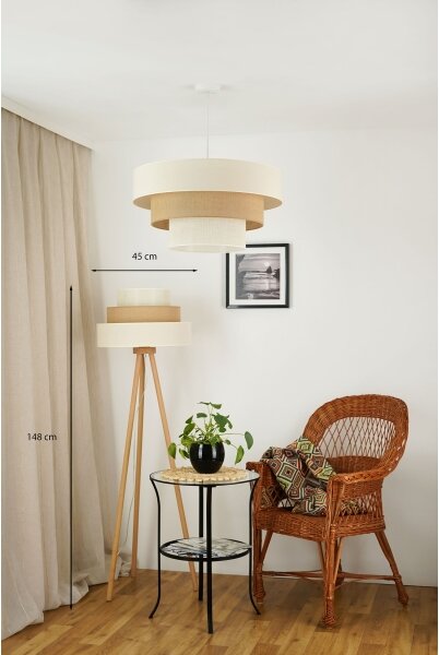 Brilagi - Lampada con piedistallo DENVER LUNETA 1xE27/15W/230V beige/marrone/color crema