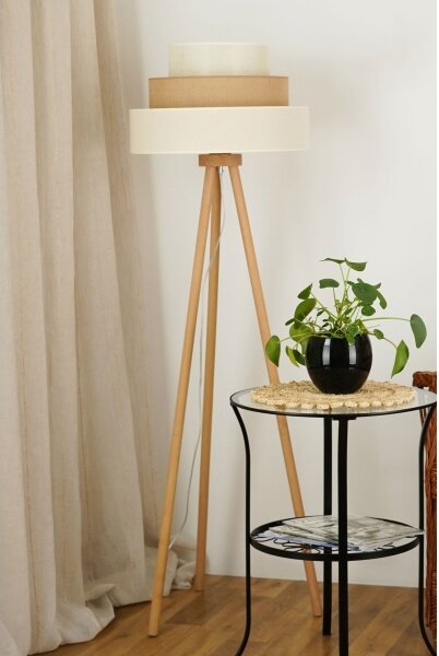 Brilagi - Lampada con piedistallo DENVER LUNETA 1xE27/15W/230V beige/marrone/color crema