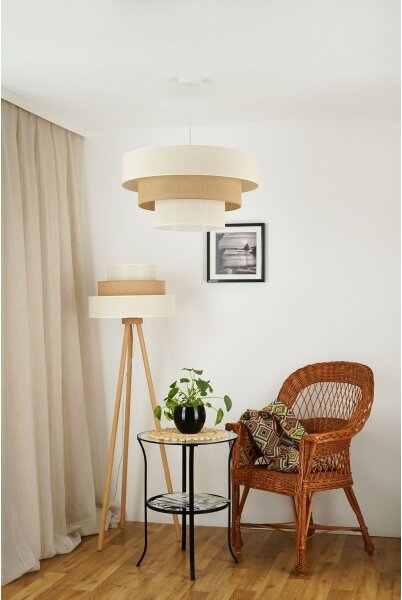 Brilagi - Lampada con piedistallo DENVER LUNETA 1xE27/15W/230V beige/marrone/color crema