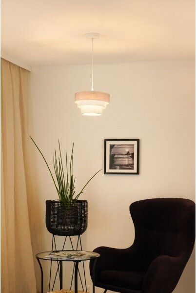 Brilagi - Lampadario a sospensione con filo ALASKA LUNETA 1xE27/15W/230V diametro 25 cm grigio/color crema