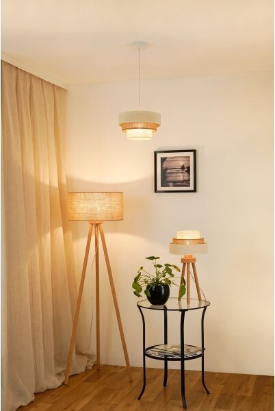 Brilagi - Lampada da tavolo DENVER LUNETA 1xE27/15W/230V beige/marrone/color crema