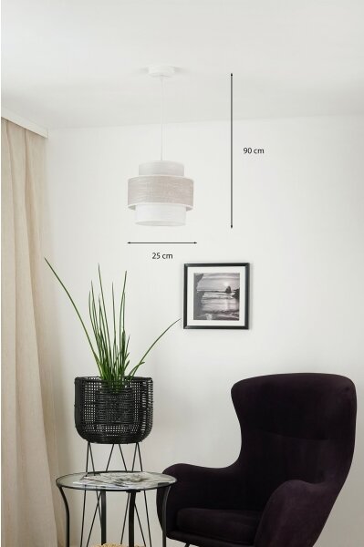 Brilagi - Lampadario a sospensione con filo DOVER SPACE 1xE27/15W/230V diametro 25 cm grigio/color crema