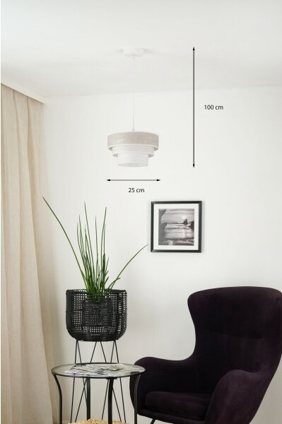 Brilagi - Lampadario a sospensione con filo ALASKA LUNETA 1xE27/15W/230V diametro 25 cm grigio/color crema