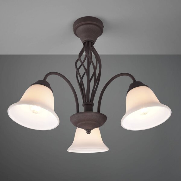 Trio Lighting Plafoniera soffitto Rustica, dimmerabile, Marrone / Ruggine, Soggiorno / Sala da pranzo, Metallo, Antico, Plafoniera