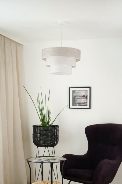 Brilagi - Lampadario a sospensione con filo ALASKA LUNETA 1xE27/15W/230V diametro 45 cm grigio/color crema
