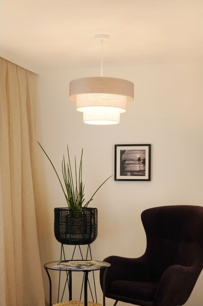 Brilagi - Lampadario a sospensione con filo ALASKA LUNETA 1xE27/15W/230V diametro 45 cm grigio/color crema