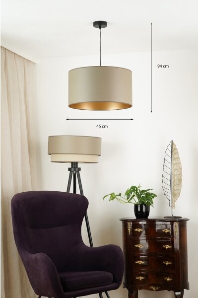 Brilagi - Lampadario a sospensione con filo OREGON ROLLER VEGE 1xE27/15W/230V diametro 45 cm grigio