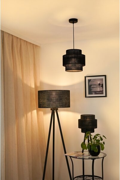 Brilagi - Lampadario a sospensione con filo SPACE YUTE 1xE27/15W/230V diametro 25 cm nero