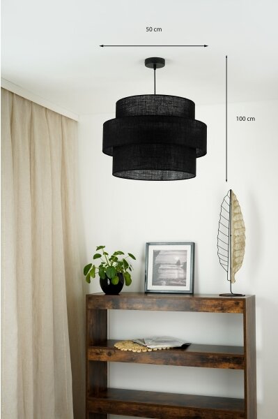 Brilagi - Lampadario a sospensione con filo SPACE YUTE 1xE27/15W/230V diametro 50 cm nero