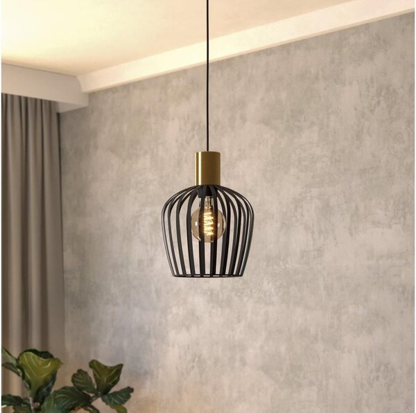Eglo 901036 - Lampadario a sospensione con filo EMPOLI 1xE27/40W/230V nero/oro