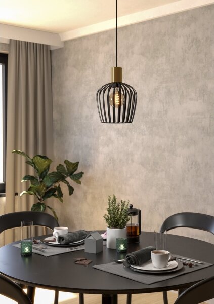 Eglo 901036 - Lampadario a sospensione con filo EMPOLI 1xE27/40W/230V nero/oro