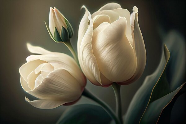Carta da parati Delicati tulipani dalle tonalità tenui, Carta da parati 3d fiori, Carta da parati popolare, u94253 - Tapeko.it