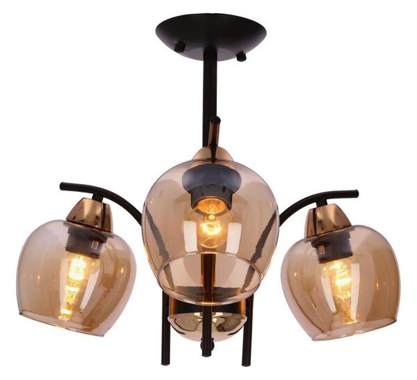 Lampadario a sospensione con supporto rigido MERRA 3xE27/40W/230V nero/beige