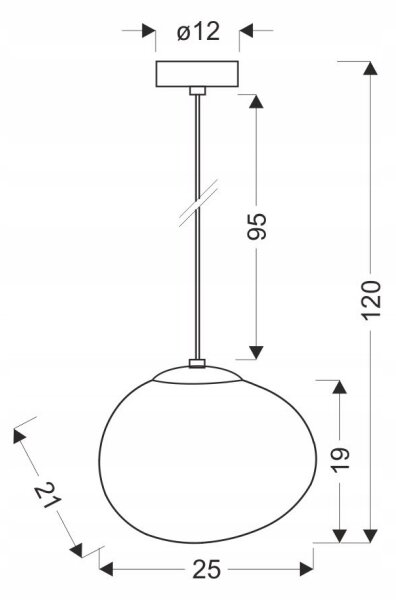 Lampadario a sospensione con filo STONES 1xE27/40W/230V diametro 25 cm