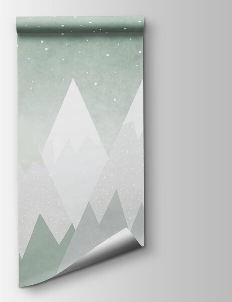 Carta da parati Catena montuosa con neve che cade, Carta da parati per Ragazzo, Carta da parati popolare, u94298 - Tapeko.it