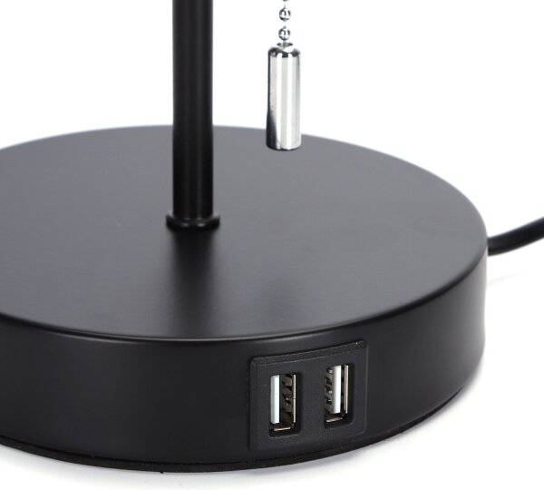 Aigostar - Lampada da tavolo con porta USB 1xE27/40W/230V nero