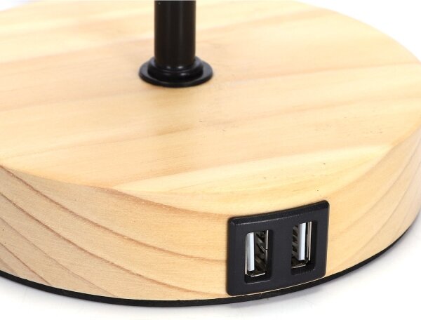 Aigostar - Lampada da tavolo con porta USB 1xE27/40W/230V nera/crema