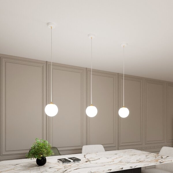 Lampadario a sospensione con filo ROYAL 1xE14/10W/230V diametro 14 cm bianco