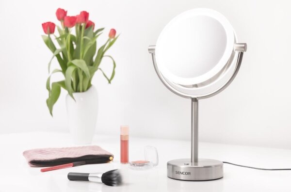 Sencor - Specchio cosmetico con retroilluminazione a LED LED/5W/230V acciaio inossidabile
