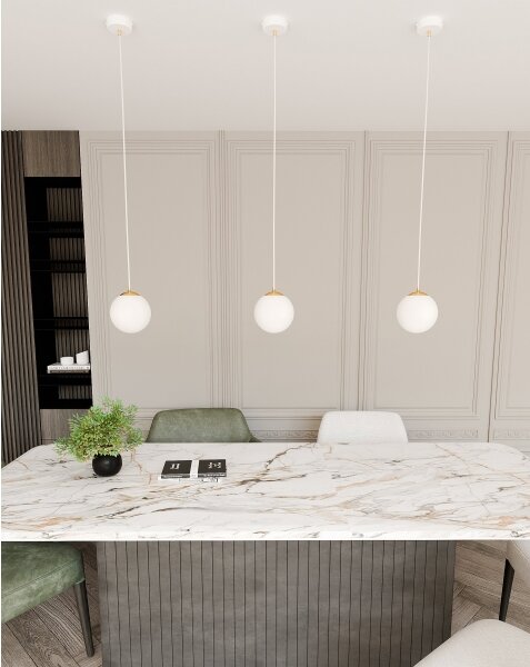 Lampadario a sospensione con filo ROYAL 1xE14/10W/230V diametro 14 cm bianco
