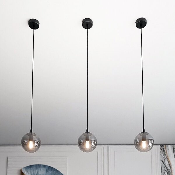 Lampadario a sospensione con filo COSMO 1xE14/10W/230V diametro 14 cm nero/grigio