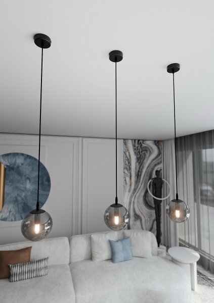 Lampadario a sospensione con filo COSMO 1xE14/10W/230V diametro 14 cm nero/grigio