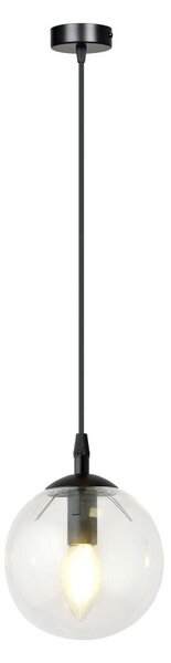 Lampadario a sospensione con filo COSMO 1xE14/10W/230V diametro 14 cm nero/limpido