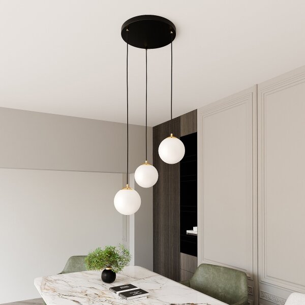 Lampadario a sospensione con filo ROYAL 3xE14/10W/230V diametro 30 cm nero
