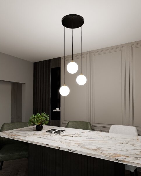 Lampadario a sospensione con filo ROYAL 3xE14/10W/230V diametro 30 cm nero