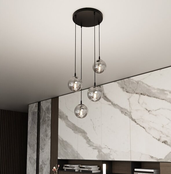 Lampadario a sospensione con filo COSMO 4xE14/10W/230V diametro 40 cm nero/grigio
