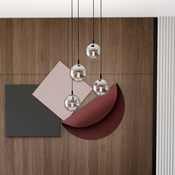 Lampadario a sospensione con filo COSMO 4xE14/10W/230V diametro 40 cm nero/grigio