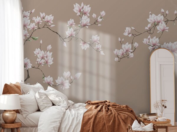 Carta da parati Rami fioriti di magnolia rosa, Carta da parati Floreale, u94363 : Uwalls.it