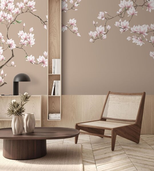 Carta da parati Rami fioriti di magnolia rosa, Carta da parati Floreale, u94363 : Uwalls.it