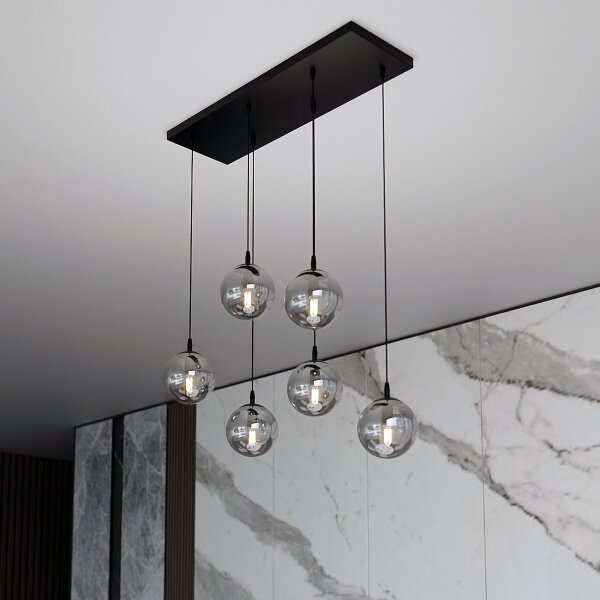 Lampadario a sospensione con filo COSMO 6xE14/10W/230V nero/grigio