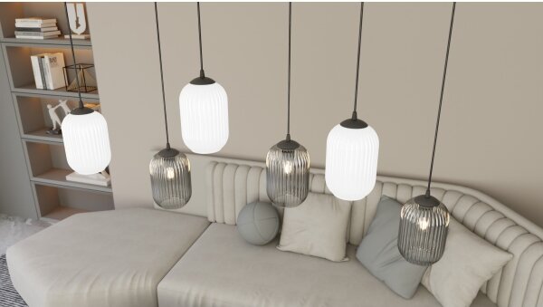 Lampadario a sospensione con filo VERDI 3xE27/15W/230V nero/grigio/bianco