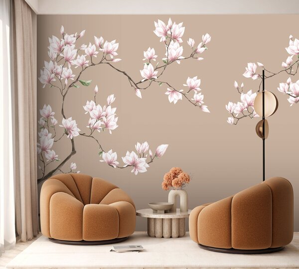 Carta da parati Rami fioriti di magnolia rosa, Carta da parati Floreale, u94363 : Uwalls.it