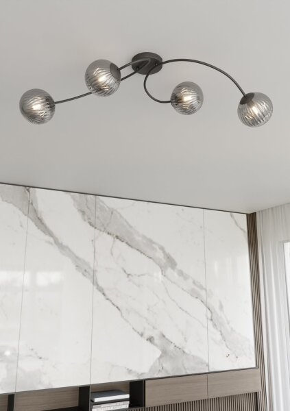 Lampadario a plafone VIBRA 4xE14/10W/230V nero/grigio