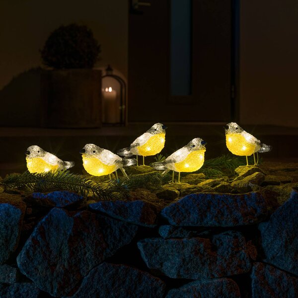 Konstsmide Christmas Figure luminose LED uccelli da esterni, set 5x
