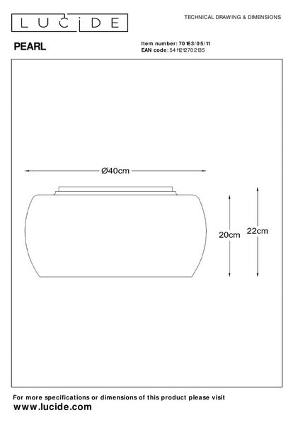 Lucide Plafoniera soffitto Pearl, dimmerabile, Alluminio / Grigio / Zincato, Soggiorno / Sala da pranzo, Vetro, Moderno, Plafoniera