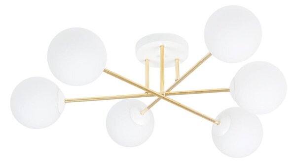 Lampadario a sospensione con supporto rigido MAGNUM 6xE14/10W/230V bianco/oro